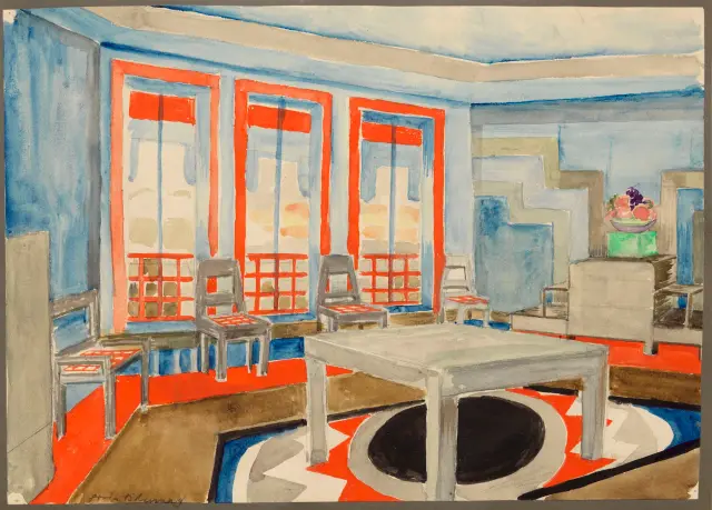 Interior design for the dining room of Sonia Delaunay Paris apartment