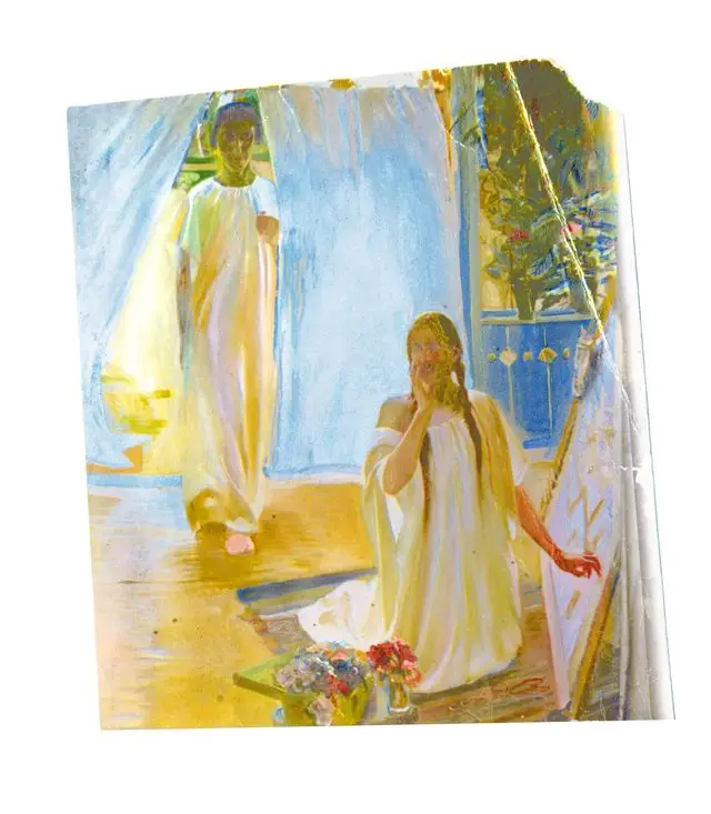 A picture taken during the work of Oleksandr Murashko on the painting "Annunciation"