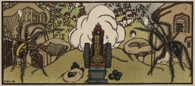 The War of Mushrooms Tale Drawings of Heirhii Narbut 1909