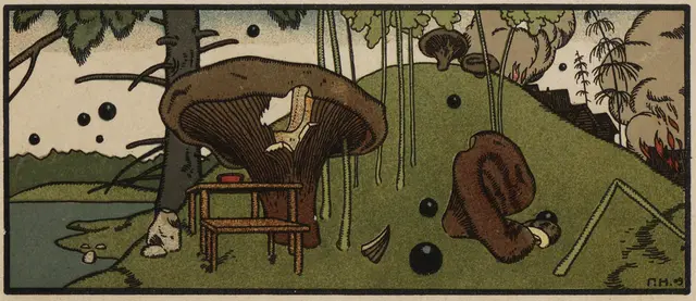 The War of Mushrooms Tale Drawings of Heirhii Narbut 1909