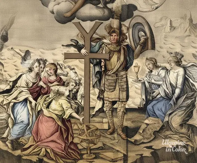 Daniel Galachowski (Danylo Haliakhovskyi), The Triumph of Hetman Ivan Mazepa, 1708, engraving, detail, Warsaw National Museum.