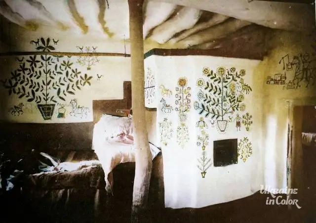 Ukrainian ethnic house interior