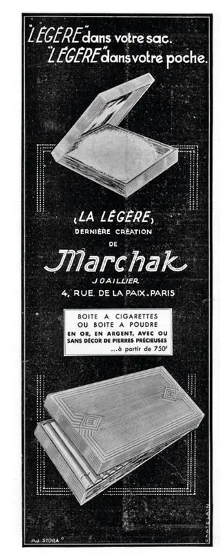Advertisement for the "La Légère" cigarette case