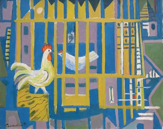 Composition with a White Cockerel