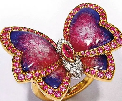 Butterfly ring with heart-shaped wings