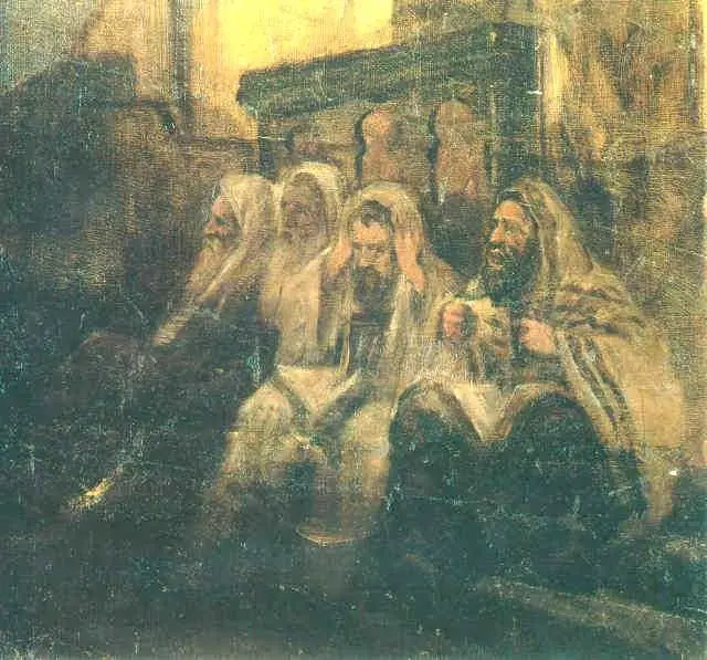 Jews Praying in the Synagogue on Yom Kippur, 1878